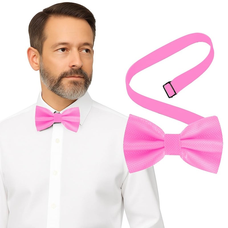 Man of Men Bow Tie for Men Polyester Solid Pretied Bowties Adjustable Tuxedos Bowtie for Weddings & Groomâ€™s Gift â€“ Bow Ties for Women (1, Pink) - Image 1